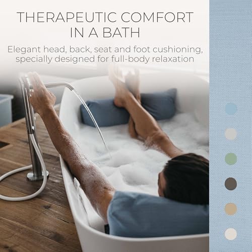 BADESOFA® Luxury Bath Pillows for Tub Full Body Set - 3-Piece Bath Pillow Set with Premium Materials & CleanDry+ - Bathtub Pillows for Head and Neck Support - Tub Pillow for Bathtub in Blue - color: Blue, size: Large (3-Piece Set)