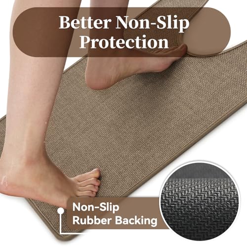 MontVoo Toilet Rugs U-Shaped, Ultra Thin Non Slip Contour Bathroom Rugs,Rubber Backing Washable Contour Bath Rugs for Toilet Mat,20''x24'',Khaki - color: Khaki, size: 20"x24"