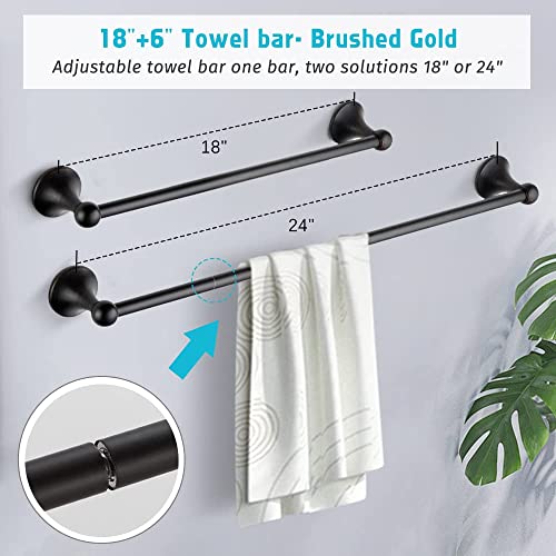 4 Piece Bathroom Accessory Set(Adjustable Towel Bar, Towel Ring, Toilet Paper Holder,Towel Robe Hook), Wall Mounted Bathroom Hardware Accessories Set,Oil Rubbed Bronze - color: Oil Rubbed Bronze, size: 4 pieces