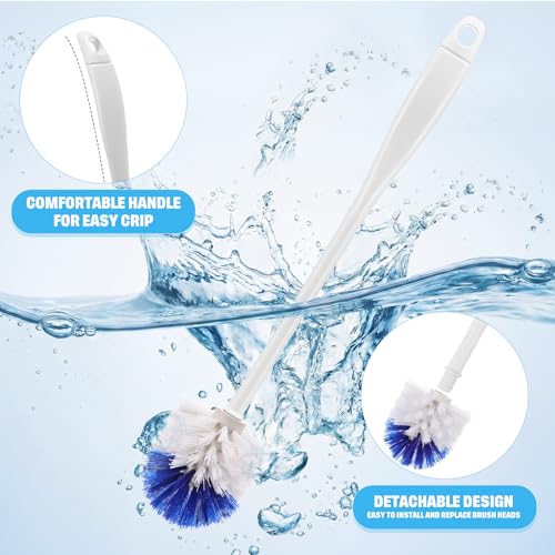 Reallnaive 24 Pcs 18 Inch Toilet Brush Toilet Bowl Cleaner Brush Bathroom Long Plastic Handled Cleaning Scrubber with Hook Hole for Household Bathroom Cleaning Supplies(Flat Handle) - style: Flat Handle