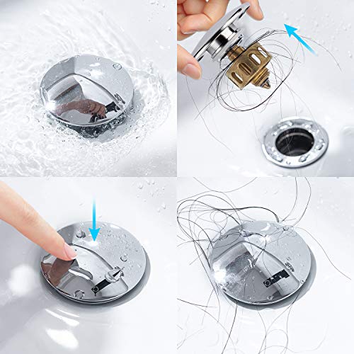 KAIYING Pop Up Drain, Bathroom Sink Drain Stopper with Overflow, Vessel Sink Drain Assembly with Detachable Basket Stopper, Anti-Explosion and Anti-Clogging Drain Strainer (Chrome) - color: Chrome, style: With Overflow