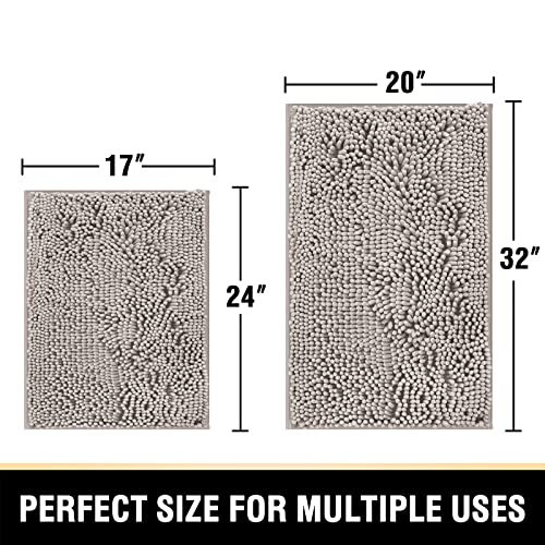 H.VERSAILTEX Bath Mats for Bathroom Non Slip Luxury Chenille Bathroom Rugs Extra Soft Absorbent Shaggy Mat Rugs Washable Fast Dry 2 Piece (Taupe, 20" x 32"/17" x 24") - color: Taupe, size: 20" x 32" Plus 17" x 24"