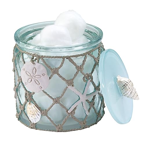 Avanti Linens - Covered Jar, Resin Countertop Organizer, Beach Inspired Bathroom Accessories (Seaglass Collection) - size: Jar
