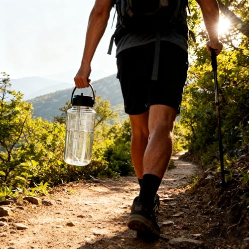 OLDLEY 32oz Water Bottle with Straw,Leakproof Tritan Clear Bottle with Marked Bottle and Carry Handle, BPA-Free Wide Mouth Reusable Sports Water Bottle for Gym,Hiking, Camping, Travel, Workout,Clear - color: A.Clear