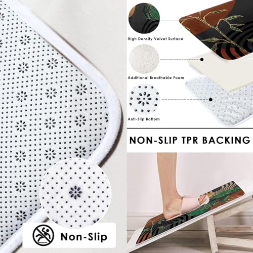 Brown Boho Mid Century Shower Curtain Set with Toilet Lid Cover and Non-Slip Rugs, Abstract Retro Grey Background 4 Pcs Modern Minimalist Aesthetic Shower Curtain for Bathroom Set with 12 Hooks - color: Grey