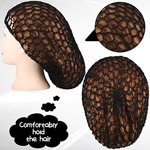 Geyoga 6 Pieces Hair Net Snoods for Women Sleeping Mesh Soft Rayon Knit Crochet Hairnet Long Short Curls Hair Cover Accessory (Black) - color: Black