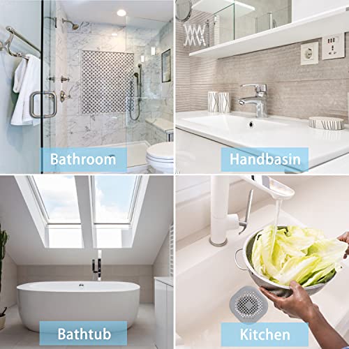 4 Pack Drain Hair Catcher Durable Silicone Hair Stopper Shower Drain Covers with Suction Cup, Shower Drain Hair Catcher Suitable for Bathroom Bathtub and Kitchen - color: Grey/White 4pack