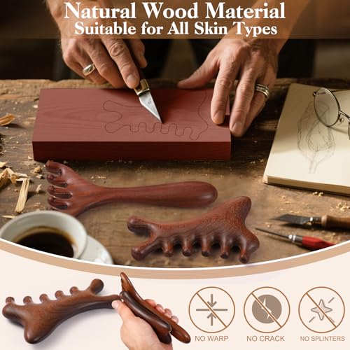 ProSuites 2 Pcs Wooden Scalp Massage Tool for Head Massager Comb Gua Sha Tool for Relaxation Hair Head - color: Wood