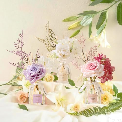 Airkeep Flower Reed Diffuser Set, Citrus Rose Garden Diffuser Gift Set,4.06 fl oz Essential Oil Sticks Diffusers for Bathroom Air Freshener, Aromatherapy Home Fragrance for Shelf Decor,Gift for Women