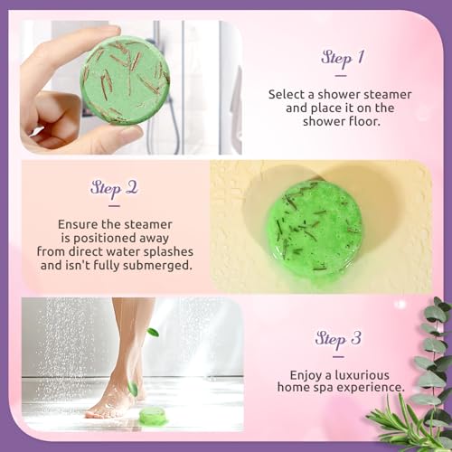 Shower Steamers Aromatherapy - 8 Pack Shower Bombs with Essential Oils, Gifts for Mom Wife, Birthday Gifts for Women Self Care Relaxation Home SPA Teacher Appreciation Gift - color: Purple