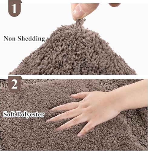 SHACOS Microfiber Bathroom Rugs Set of 3 with Toilet Lid Cover Non Slip | Washable Bath Mat Absorbent Bathroom Carpet 16"x24"+U Shape Toilet Rug 20"x24"+Toilet Lid Cover 19"x21", Coffee - color: Coffee, size: 16"x24"+U-Shape 20"x24"+Lid Cover 19"x21"