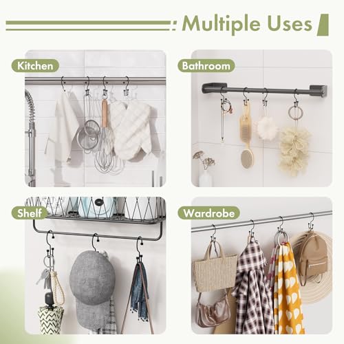Amazer Black Shower Curtain Hooks, 12PCS Minimalist Simple Double Shower Curtain Rings, Rust-Resistant Metal Shower Hooks, Cylinders Shower Rings for Bathroom Shower Rods Curtains - color: Black, style: Cylinders - Double Hooks