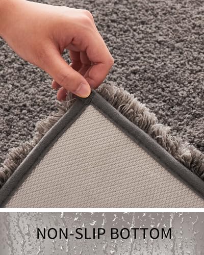 Toilet Rugs U-Shaped Mat 24x22, Contour Bathroom Mat - Ultra Soft & Absorbent Microfiber, Quick-Dry, Machine Washable with High Density Foam Latex Non Slip Backing, Dark Grey - color: Dark Grey, size: 24" X 22"(Toilet Rug)
