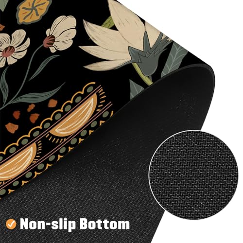 MitoVilla Boho Flower Bathroom Rug Sets of 2 Pieces - 17" x 24" + 20" x 32", Bohemia Bath Mats for Bathroom Non Slip, Absorbent Shower Floor Mat Washable, Carpet Floor Mats for Bathroom Decor - color: Boho - Flower02, size: 17" x 24" + 20" x 32"