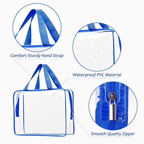 6pcs Clear Cosmetic Bags, TSA Approved Travel Toiletry Bag Set Transparent PVC Zipper Closure Cosmetic Bag Travel Essentials Makeup Bags Organization Blue - color: 6pcs BLue（1 Large, 2 Medium, 3 Small）