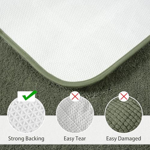LOCHAS Bathroom Rug Set Sage Green, Soft Bath Rug Set 2 Piece, Toilet Mat U-Shaped 24x24 and 34x21 Bath Rugs, Quickly Dry Mats for Bathroom, Tub, Washable, Super Absorbent Floor Mat - color: Sage Green, size: 34" x 21" Plus 24" x 24" (U-Shape)