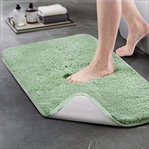TECHMILLY Super Soft Shaggy Bathroom Rugs, Absorbent Thick Non Slip Microfiber Bath Rugs, Quick Dry Machine Washable Bath Mat for Bathroom Floor, Bathtub and Shower 24"x36" Sage - color: Sage, size: 24'' x 36''