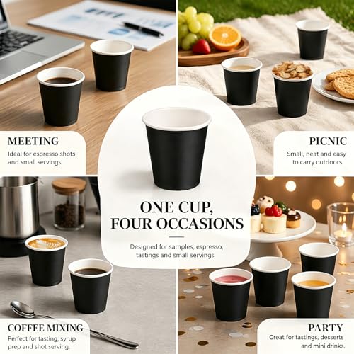 100 Pack 3 oz Disposable Paper Cups, Black Bathroom Cups, Disposable Mouthwash Cups, Small Paper Cups for Bathroom Travel Picnics - color: Black, size: 100 Count