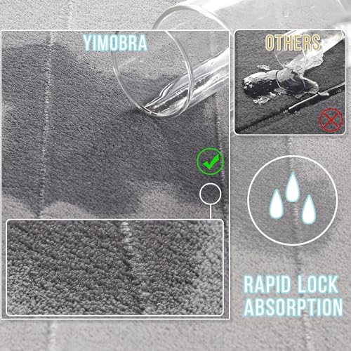 Yimobra Memory Foam Bath Mat Set 3 Pieces- Super Soft Absorbent Quick Dry Bathroom Rug Sets, Machine Washable Non Slip Floor Carpet for Tub Shower, Vanity & Toilet Base, Gray - color: Grey, size: 31.5''x20'' +17''x24'' + 24''x20''