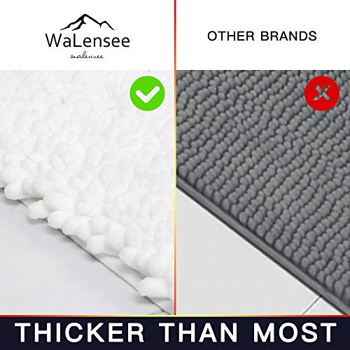 Walensee Bathroom Contour Rug Non Slip Toilet U Shaped Bath Mat (20x24, White) Water Absorbent Super Soft Shaggy Chenille Machine Washable Dry Extra Thick Perfect Absorbant Best Plush Carpet - color: White, size: 20"x24" Contour Rug