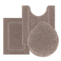 SHACOS Microfiber Bathroom Rugs Set of 3 with Toilet Lid Cover Non Slip | Washable Bath Mat Absorbent Bathroom Carpet 16"x24"+U Shape Toilet Rug 20"x24"+Toilet Lid Cover 19"x21", Coffee - color: Coffee, size: 16"x24"+U-Shape 20"x24"+Lid Cover 19"x21"