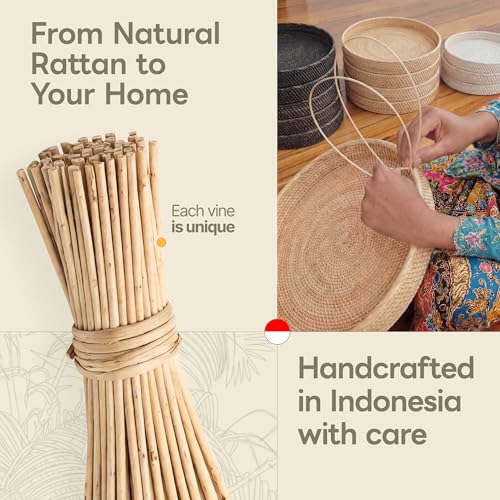 Round Rattan Tray 16" — Hand-Woven Wicker Tray for Home Decor (Blackwash) - color: Blackwash, size: 16"