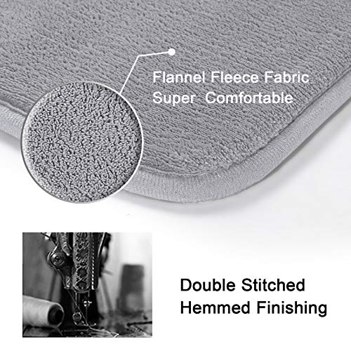 H.VERSAILTEX Bath Mat Memory Foam Set Bathroom Rug Set Flannel Velvety Bath Mat Luxury Extra Soft and Absorbent Non Slip Rugs for Bathroom/Bedroom Washable(2 Pack- 20"x 32"/ 17"x 24", Grey) - color: Grey, size: 20" x 32" Plus 17" x 24"