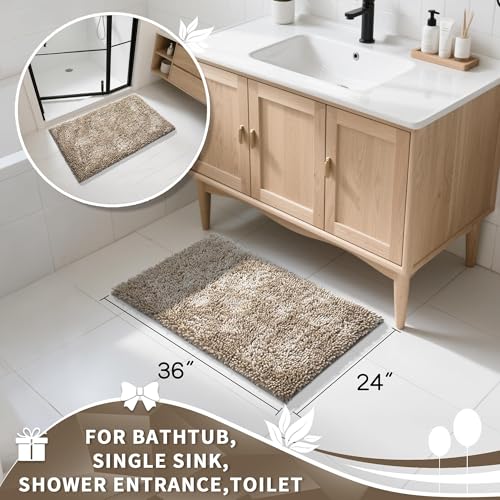 Yimobra Large Bathroom Rug Non Slip 36x24 Inch, Extra Thick Soft Absorbent Chenille Bath Mat, Machine Washable Quick Dry Bath Rugs for Bathroom Floor, Tub and Shower, Home Decor Accessories, Camel - color: Camel, size: 36" X 24"