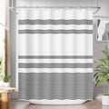 AmazerBath Long Shower Curtain, 72x78 Striped Black Fabric Shower Curtain Set with 12 Shower Curtain Hooks, Rustic Cloth Black and White Shower Curtain, Farmhouse Bathroom Shower Curtain Sets - color: A- Black Stripe +12 Metal Hooks, size: 72"W x 78"L (Pa