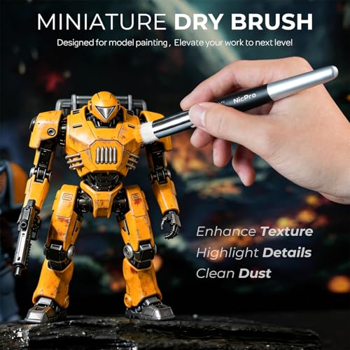 Nicpro Miniature Paint Brushes Drybrush - 31PCS Model Paint Brush Set for Acrylic Oil Watercolor, Detail Paint Brush Dry Brush for Model, Miniature Painting, Paint by Numbers, Craft - with Container - style: 31 Pack (Detail+Drybrush)