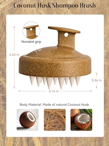 HEETA Scalp Massager Hair Growth, Soft Silicone Scalp Scrubber Shampoo Brush for Exfoliation, Dandruff Removal & Head Massage Stress Relax, Wet & Dry Use for Thick, Thin Hair Care, Brown - color: Brown