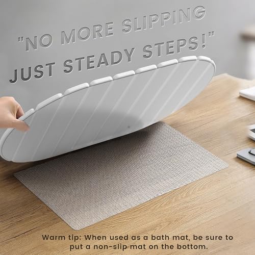 Foldable Stone Bath Mat - Super Absorbent Diatomaceous Earth Mat, Non-Slip Quick-Drying Stone Bath Mats for Bathroom Floor/Kitchen Counter, Easy to Clean, 24" x 16", White