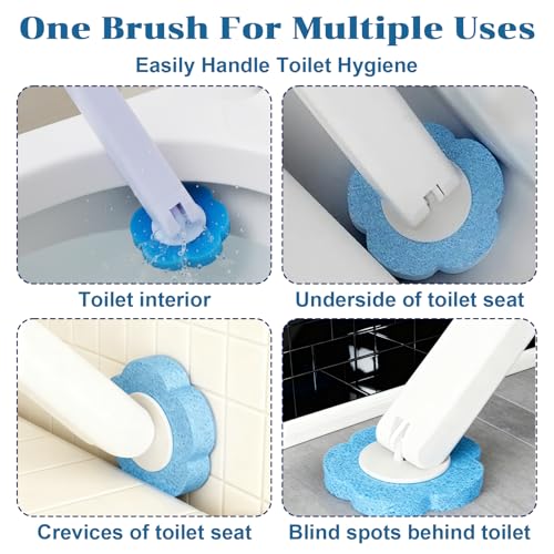 2 Pack Disposable Toilet Brush with 48 Refills, Toilet Bowl Cleaner Toilet Brush and Holder Set for Bowl Cleaners Bathroom Cleaning Bathtub