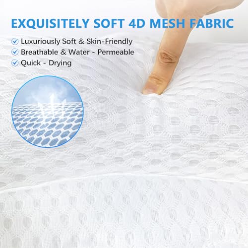 REEZEIVI Bath Pillows for Tub,Bath Pillow with 6 Non-Slip Suction Cups,Soft 4D Mesh Fabric,Bathtub Pillows for Tub Neck and Back Support,Extra Thick Luxury Bathtub Pillows,White - color: White