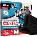 Shower Threshold Water Dam Barrier 39" - Black Collapsible Shower Water Blocker - Shower Guard for Walk in Shower - Water Guard Stopper for Floor - Shower Dam - 1.5" Tall - By Hippo Dam - color: Black, style: 39 In