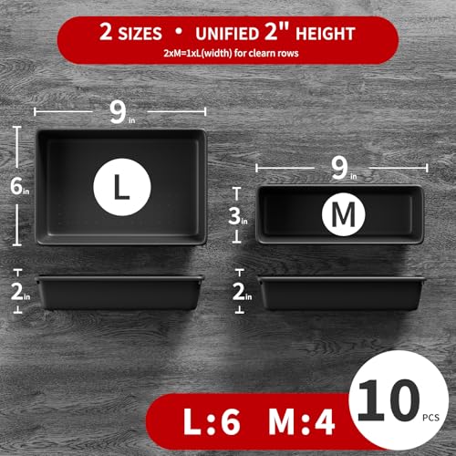 10 PCS Tool Box Drawer Organizers, Large & Medium Tool Trays for Tool Box Organization, Tool Organizers and Storage for Garage and Rolling Tool Chest - color: 10PCS(L+M)