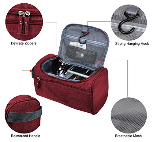 Vercord Mens Toiletry Bag Wash Travel Small Shaving Dop Kit Shower Bathroom Ditty Hygiene Bag Frosted Burgundy - color: Frosted Burgundy