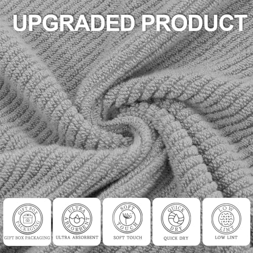VOOVA & MOVAS Gray Towels for Bathroom - 100% Cotton | Quick Dry | Soft | Thick, 3 Piece Towel Set, 1 Large Bath 30" x 56", 1 Hand 18" x 28", 1 Wash Cloth 13" x 13", Bathroom Essentials, Grey - color: Gray, size: 3 PC Bathroom Towel Set