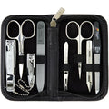 3 Swords Germany – manicure pedicure set kit (602) - color: BLACK - GENUINE LEATHER