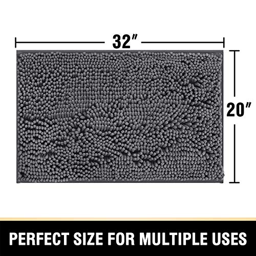 H.VERSAILTEX Bathroom Rugs for Bathroom Non Slip Luxury Chenille BathroomMat 20x32 Extra Soft and Absorbent Rugs Washable Dry Fast Plush Area Carpet Mats for Bath Room, Tub - Grey - color: Grey, size: 20" x 32"