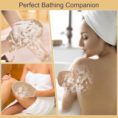Back Scrubber for Shower for Men and Women - Set of 2 Exfoliating Body Scrubbers - Long Back Washer Sleeve & Bath Scrub Mitten for Deep Cleaning & Skin Relax