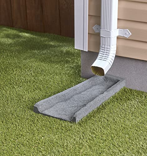 Rubberific Premium Rubber Downspout Splash Block, Rain Guard, Stone Textured Drain Extender (Gray) - color: Gray