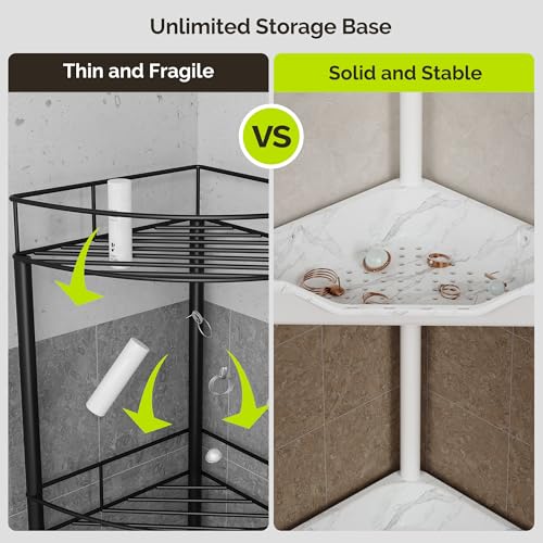 Orimade Rustproof 4 Tier Floor Standing Corner Shower Caddy Organizer, Plastic Metal Splicing Floor Corner Shelf Rack Storage Stands for Bathroom, Marble - color: Marble, size: 4 Tier