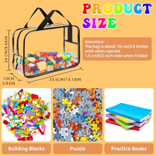 8 Packs Large Toy Storage Bags, Reusable Clear PVC Board Game Storage, Toy Storage Organizer Bags with Zipper for Building Blocks, Puzzle and Handmade Accessories, Clear Toiletry Bag - color: Black, size: Large