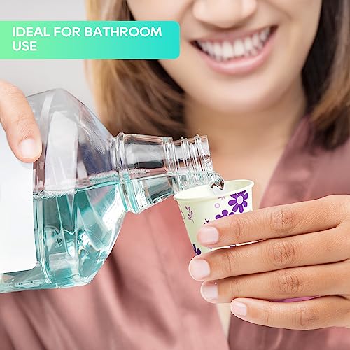 [600 Pack] 3oz Disposable Bathroom Cups, Paper Mouthwash Cups, Cold Disposable Drinking Cup for Party, Picnic, BBQ, Travel, and Event, Purple Floral - color: JP-3-ZB01-600-P