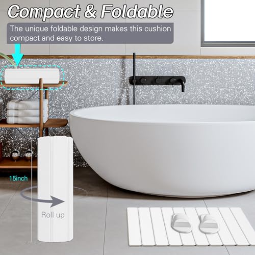 1 Pack Foldable Stone Bath Mats for Bathroom, White Super Absorbent Diatomaceous Earth Bath Mat, Non Slip Shower Rug, Quick Dry Bath Rug Drying Mat, Tub Mat Shower Mat - color: White, size: 1×Rug 15×24"+1×Non-slip Mat