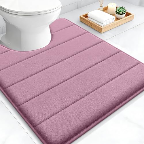 OLANLY Memory Foam Toilet Rugs U Shaped 24x20, Super Soft Absorbent Contour Bath Rugs, Quick Dry, Machine Washable Toilet Mat, Bathmat Floor Carpet, Bathroom Home Decor Accessories, Deep Plum - color: Deep Plum, size: 24" X 20" Contour Rug
