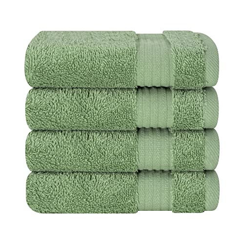 Cotton Paradise 100% Cotton Turkish Towel Set, Soft Absorbent Quick Dry, 4 Piece Washcloth Set, Sage Green - color: Sage Green, size: 4 PC SET (13x13")