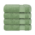 Cotton Paradise 100% Cotton Turkish Towel Set, Soft Absorbent Quick Dry, 4 Piece Washcloth Set, Sage Green - color: Sage Green, size: 4 PC SET (13x13")
