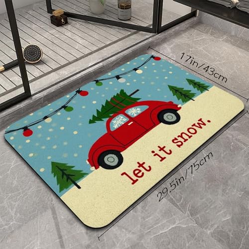 Winter Snow Bathroom Rugs Mat, Super Absorbent Quick Drying Floor Mat for Bathroom Entryway 17"x30" - color: Winter Snow